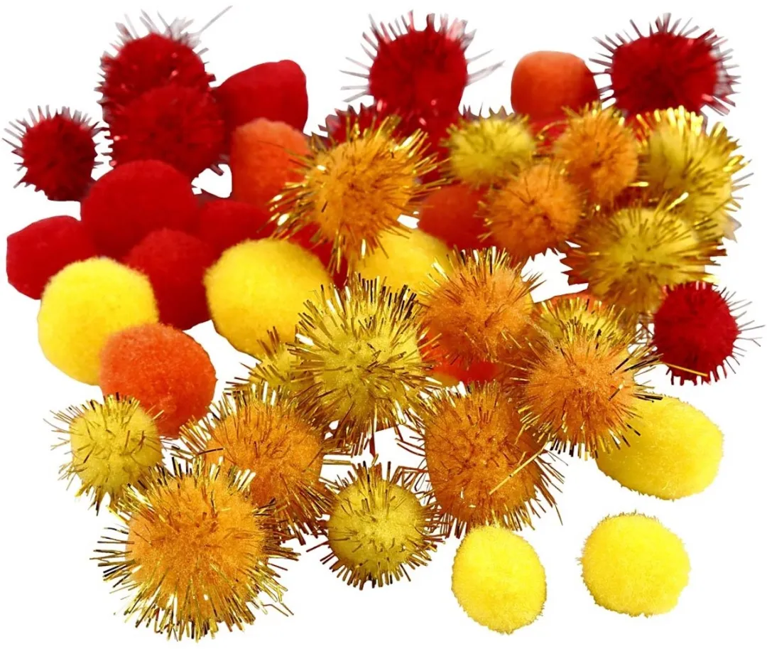 Creativ Company Pompons Rood Geel 15-20mm - 45 Stuks