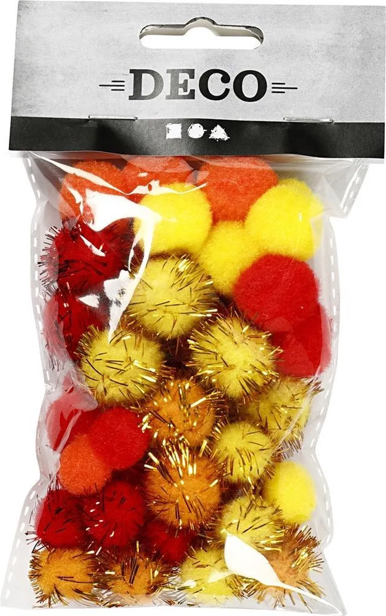 Creativ Company Pompons Rood Geel 15-20mm - 45 Stuks