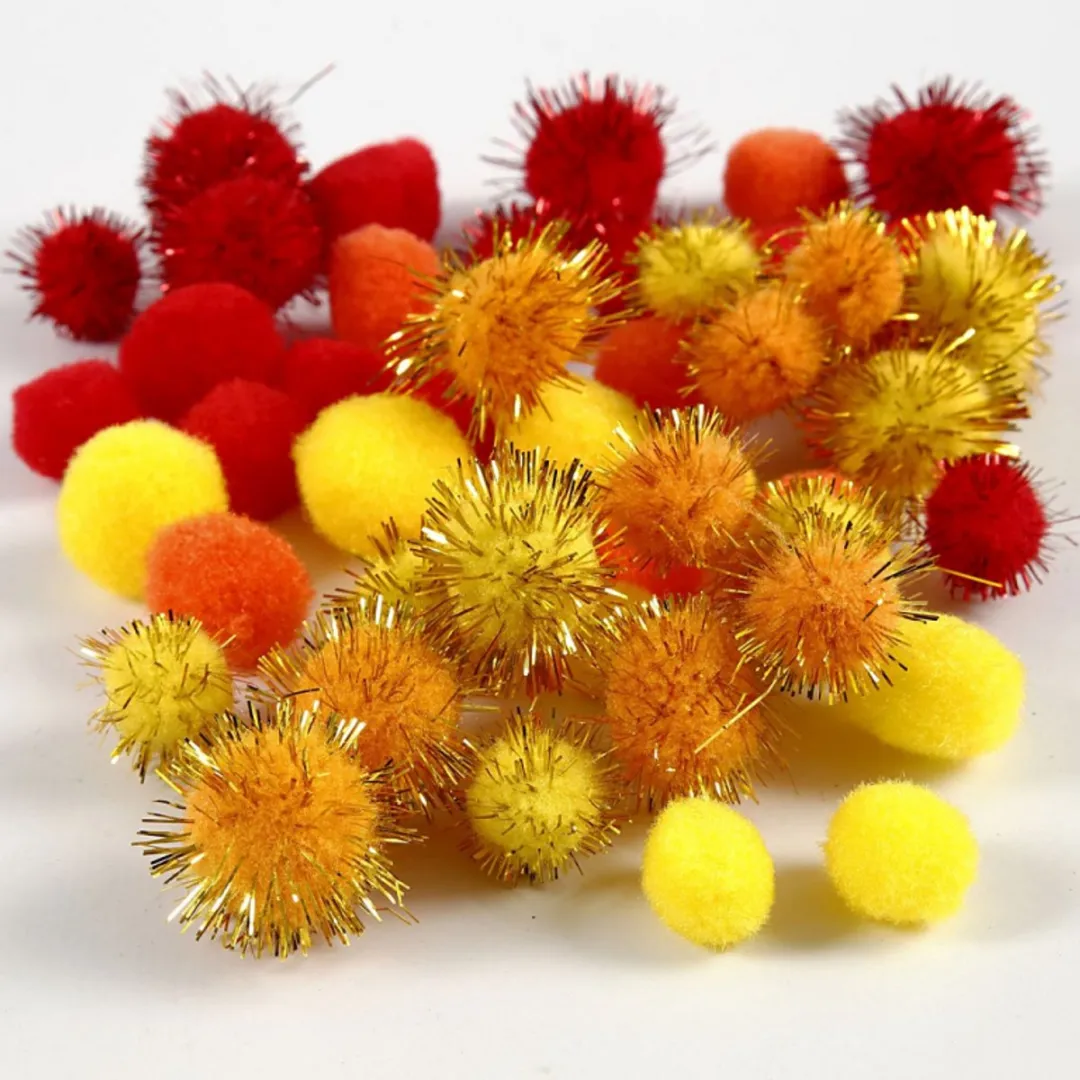 Creativ Company Pompons Rood Geel 15-20mm
