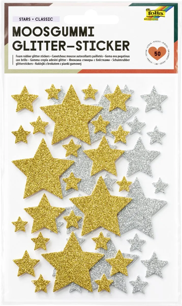 Folia Schuimrubber Glitter Kerststickers - 53 Stuks