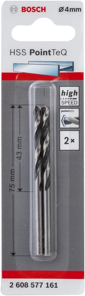 Bosch HSS PointTeQ Spiraalboor 4mm - 2 Stuks