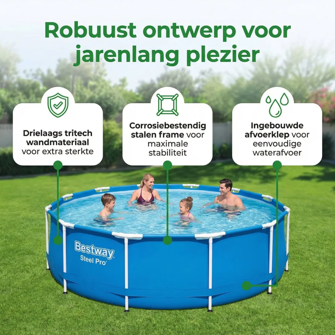 Bestway Steel Pro Zwembad 366x76cm Blauw - 6473L - 7-delig
