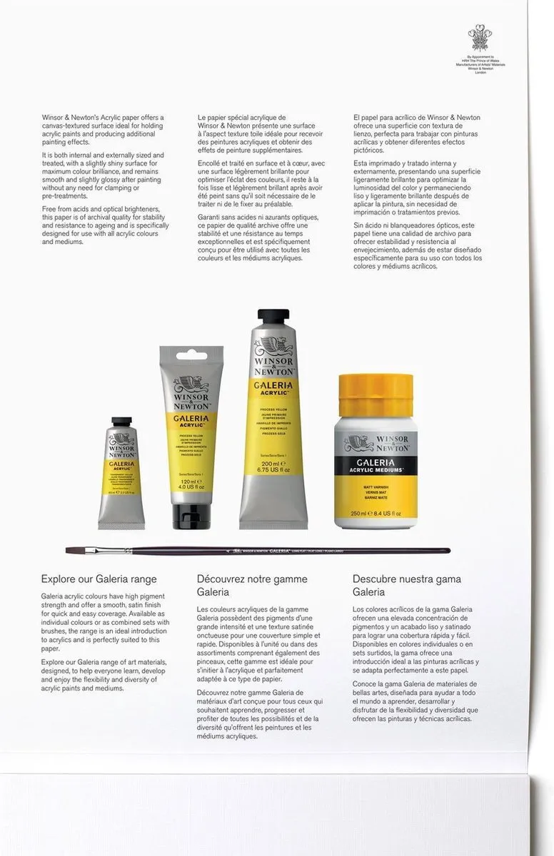 Winsor & Newton Galeria Acrylpapier A4 Pad 15 Vel - 300 g/m²