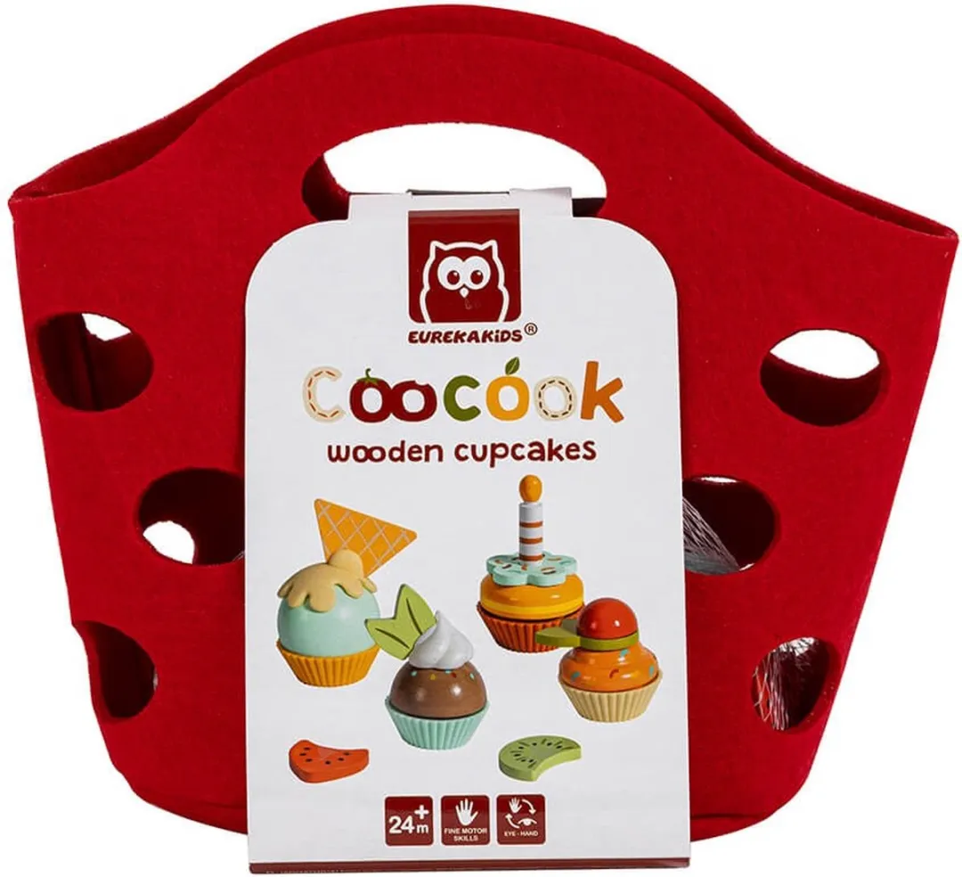 Eurekakids Houten Cupcakes Set 4 Stuks - 18 Onderdelen