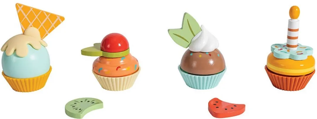 Eurekakids Houten Cupcakes Set 4 Stuks - 18 Onderdelen