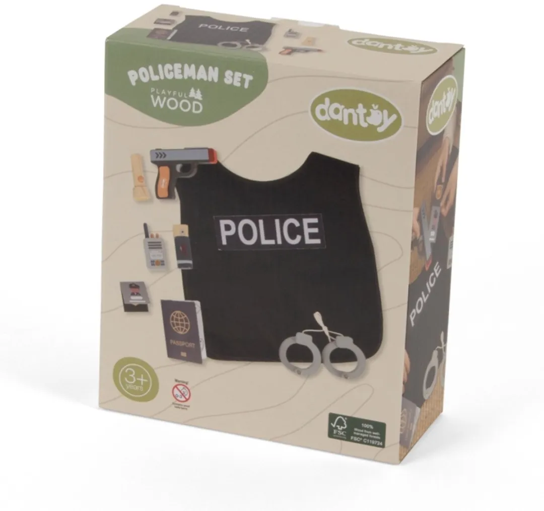 Dantoy Houten Politieset 8-delig - Multicolor