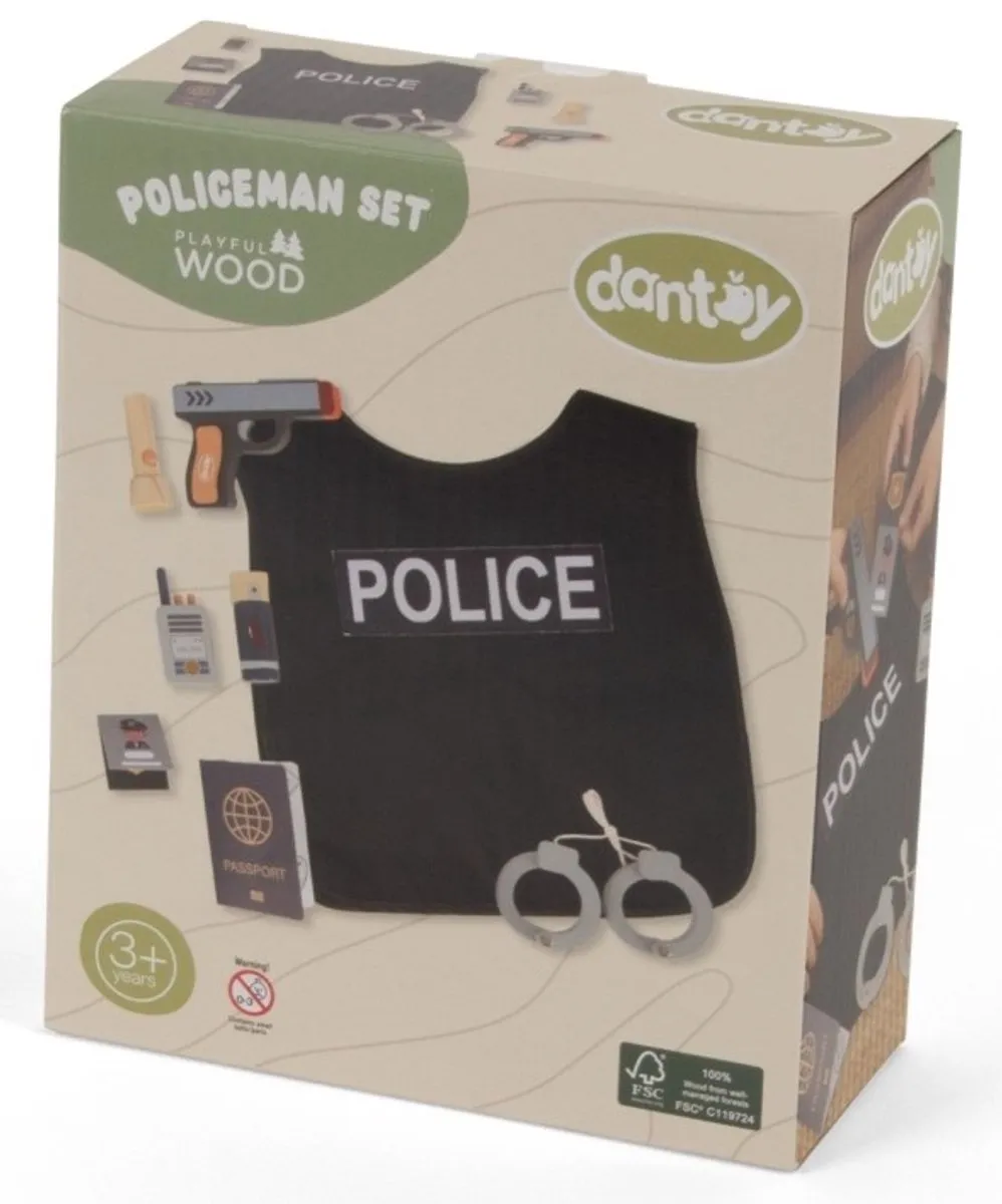 Dantoy Houten Politieset 8-delig - Multicolor