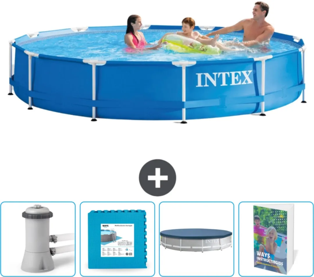 Intex 28210NP-Blauw Rond Frame Zwembad 366x76cm