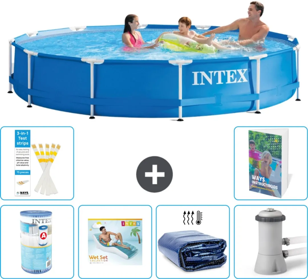 Intex 28210NP-Blauw Rond Frame Zwembad 366x76cm