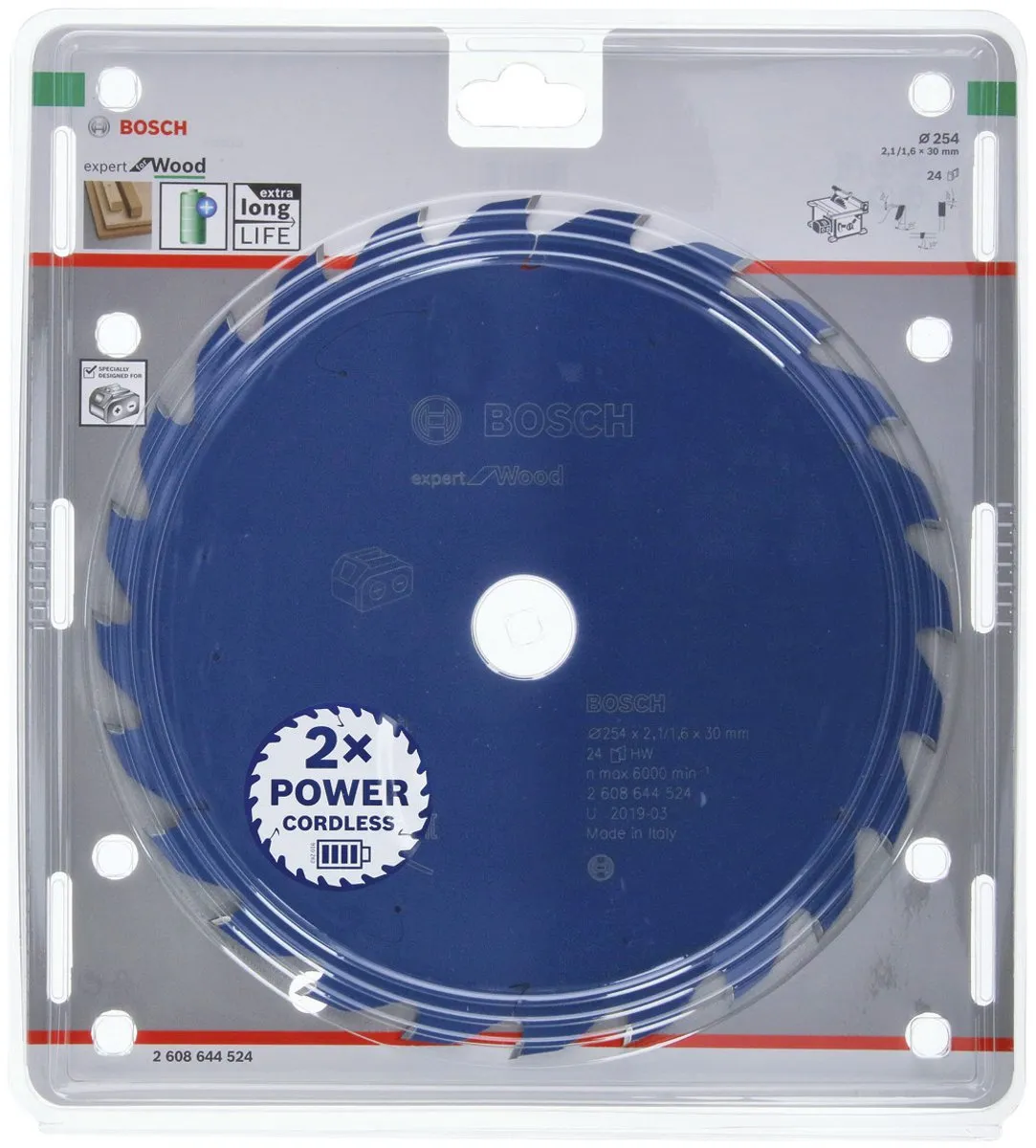 Bosch Blad Exp. Wood 254mm 24T - 30mm As - Hout - afbeelding 2 van 5