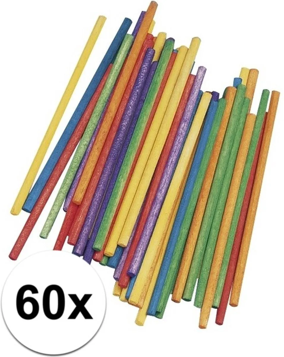 Rayher Knutselhoutjes 10x0.4cm - 60 Stuks - Multi