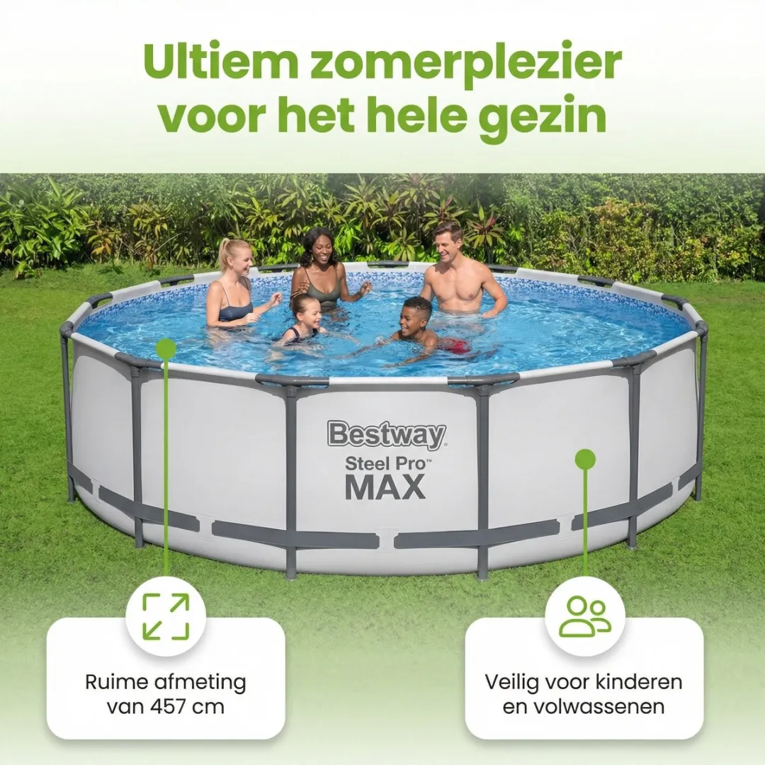 Bestway Steel Pro MAX Zwembad 457x122cm - Grijs - 19.480L