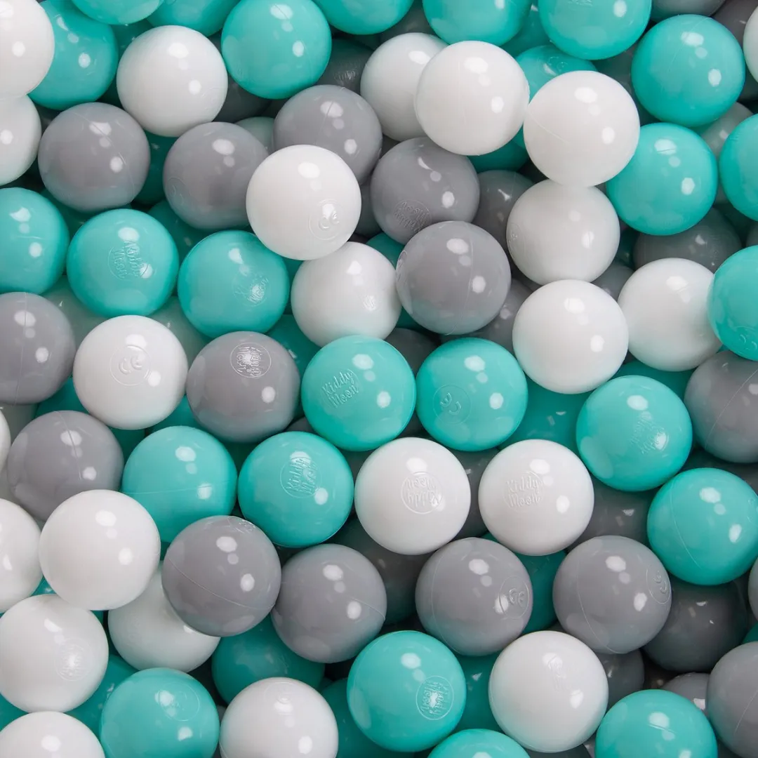 KiddyMoon Kinderballen 700 Stuks ∅7cm - Wit/Grijs/Turquoise