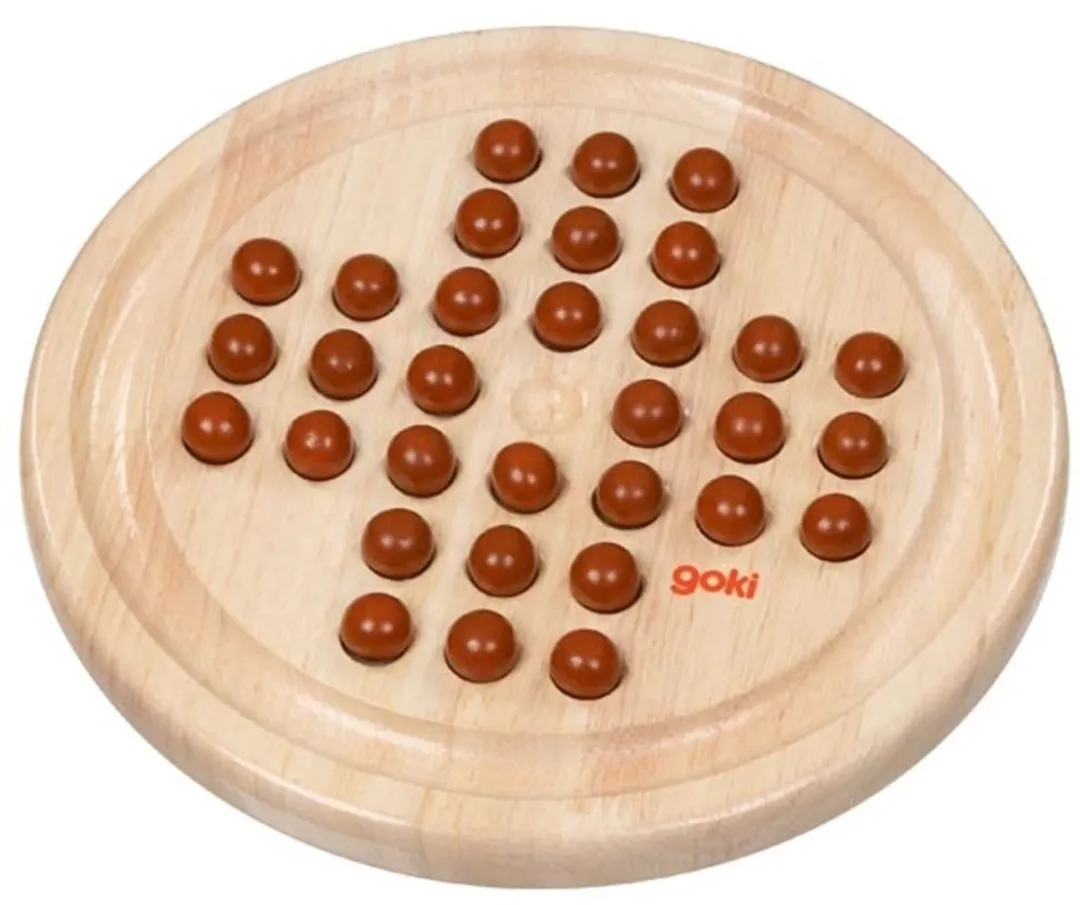 Goki Solitaire Spel 23x2cm - Houten Knikkers - Rubberboomhout