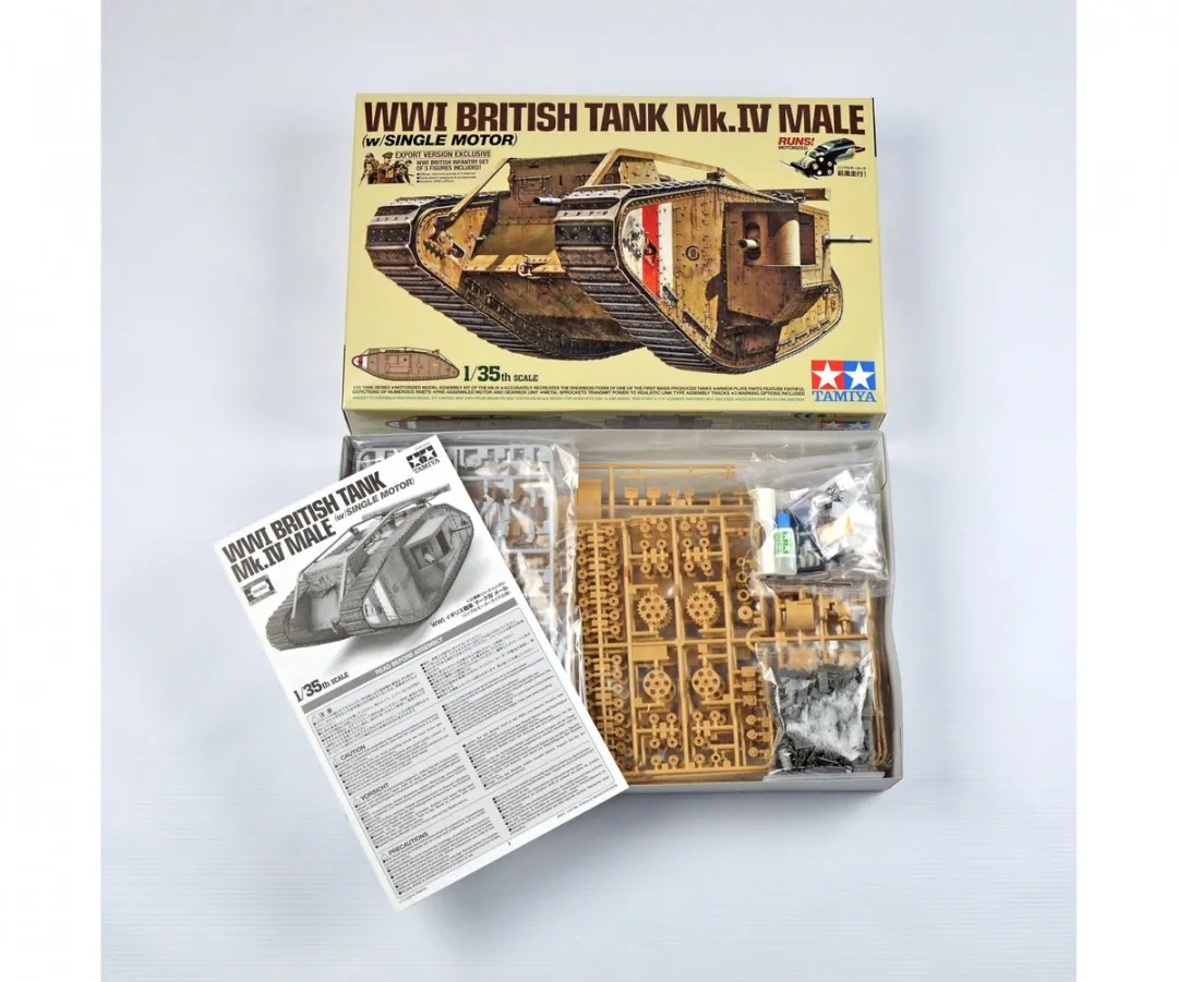 Tamiya WWI British Tank Mk. IV Male Modelbouwpakket 1:35 - 5 Figuren