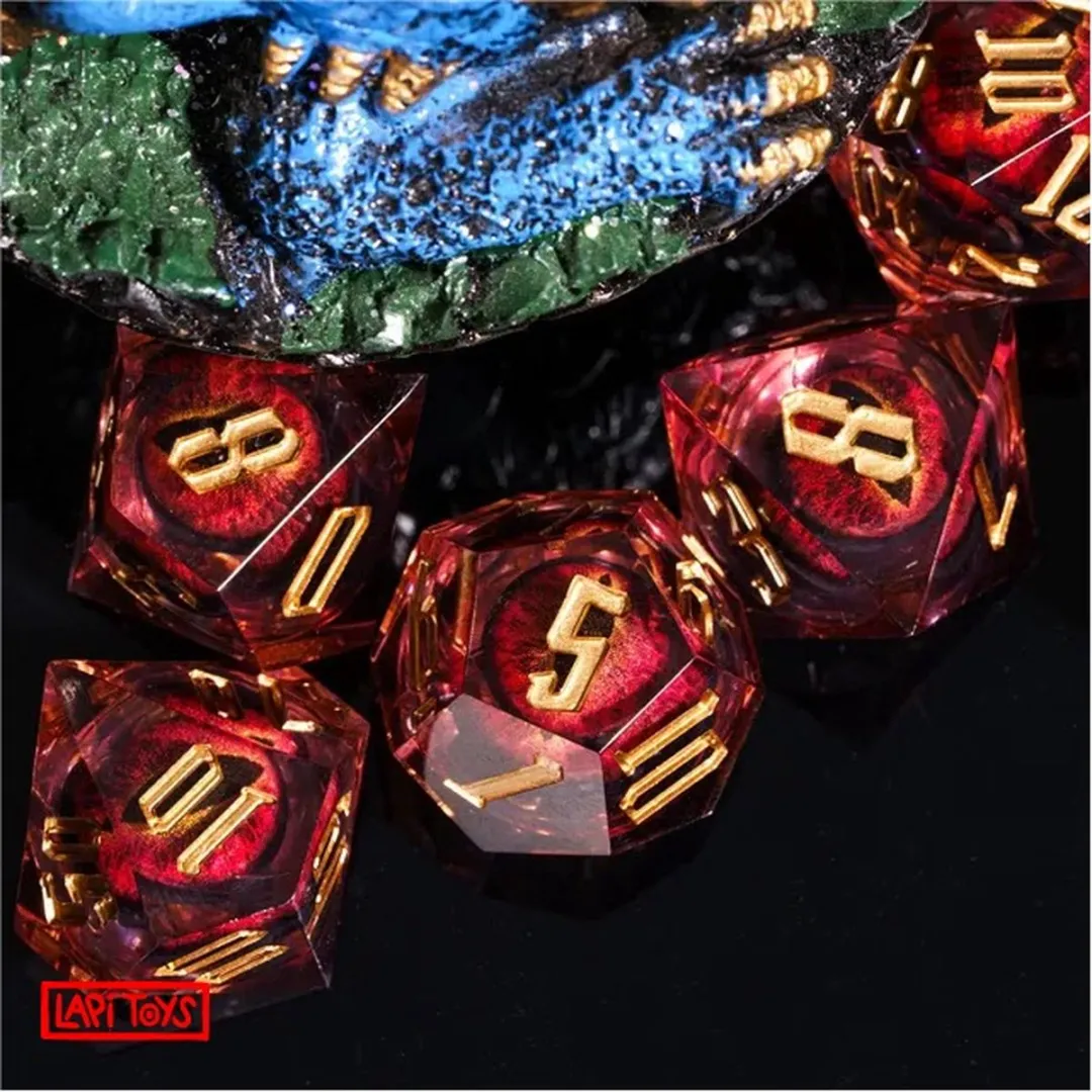 Lapi Toys DnD Dice Set Polydice - 7 Stuks - Transparant Rood