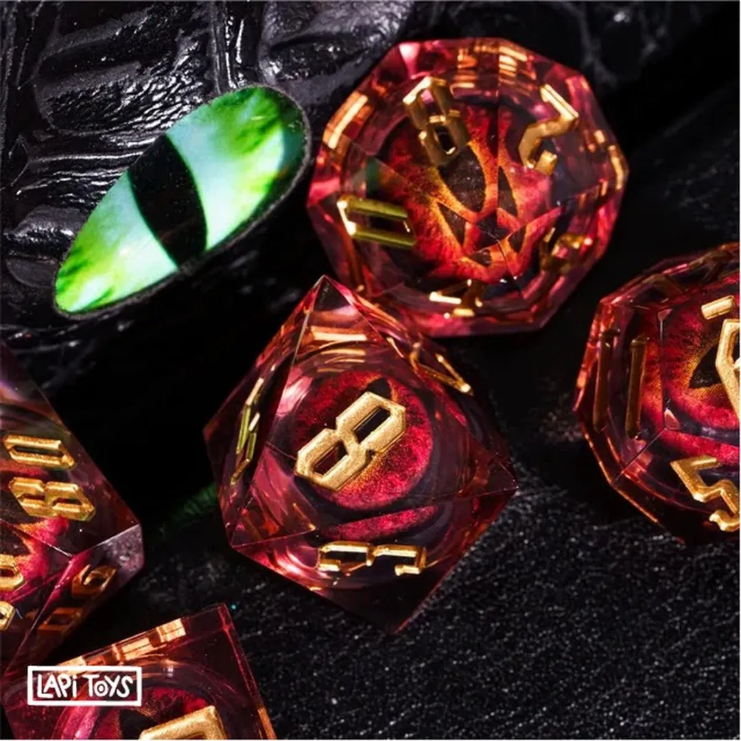Lapi Toys DnD Dice Set Polydice - 7 Stuks - Transparant Rood