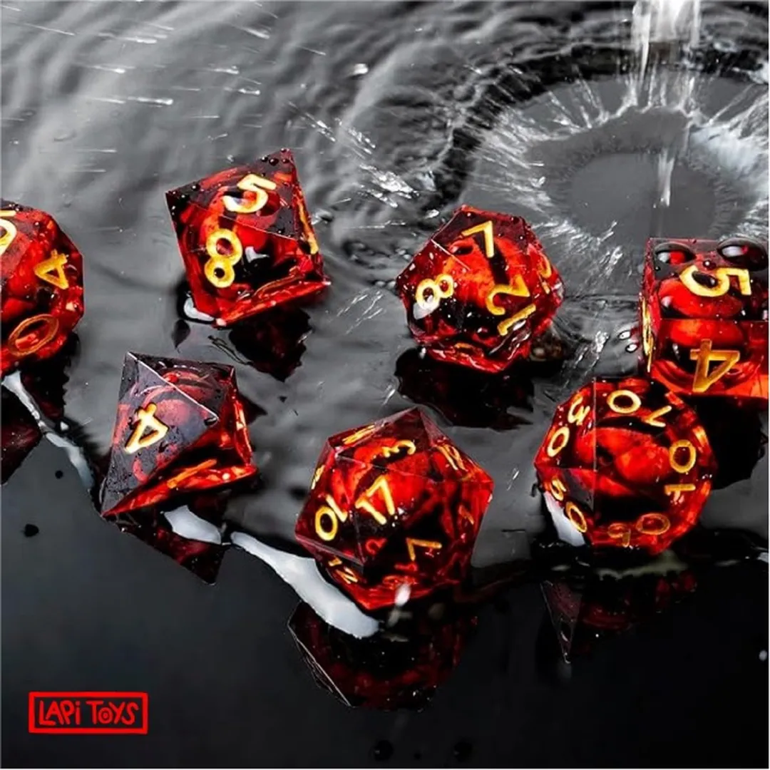 Lapi Toys DnD Dice Set Polydice - 7 Stuks - Transparant Rood