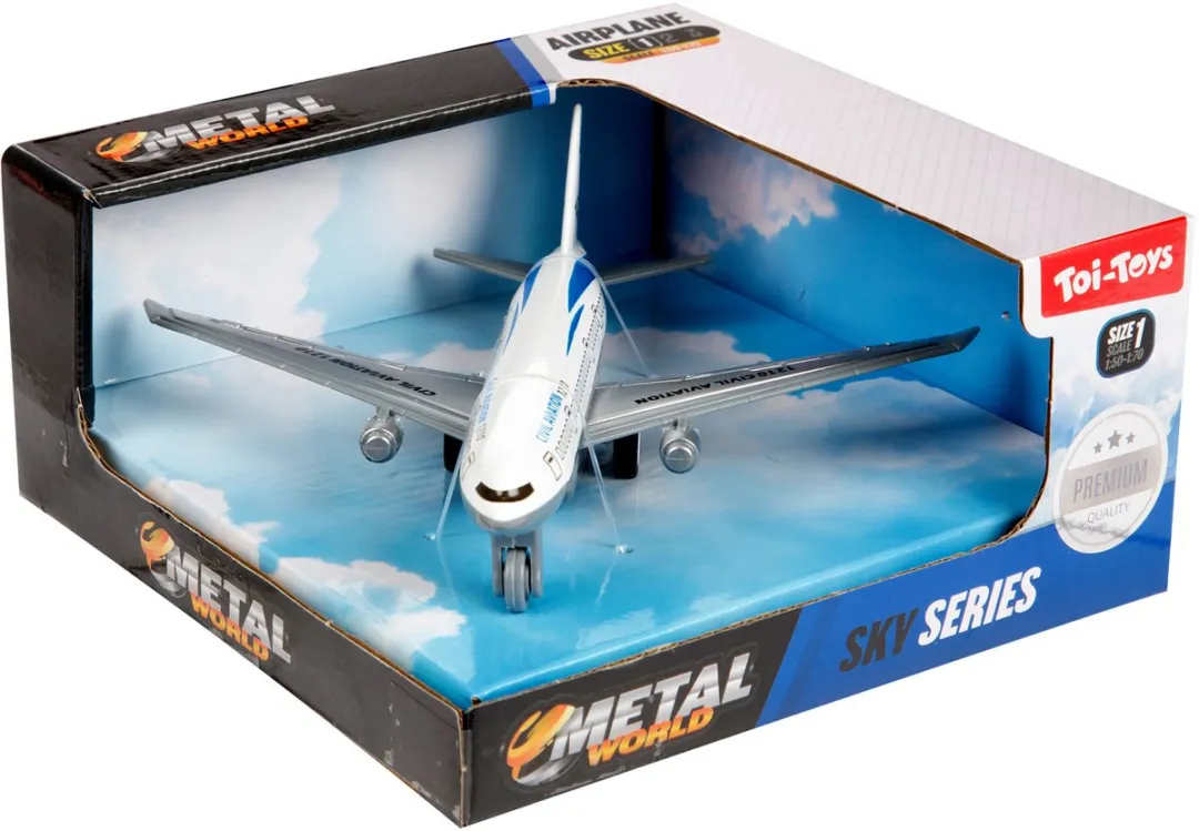 Toi-Toys Pull Back Vliegtuig Boeing 777 Metaal - Wit