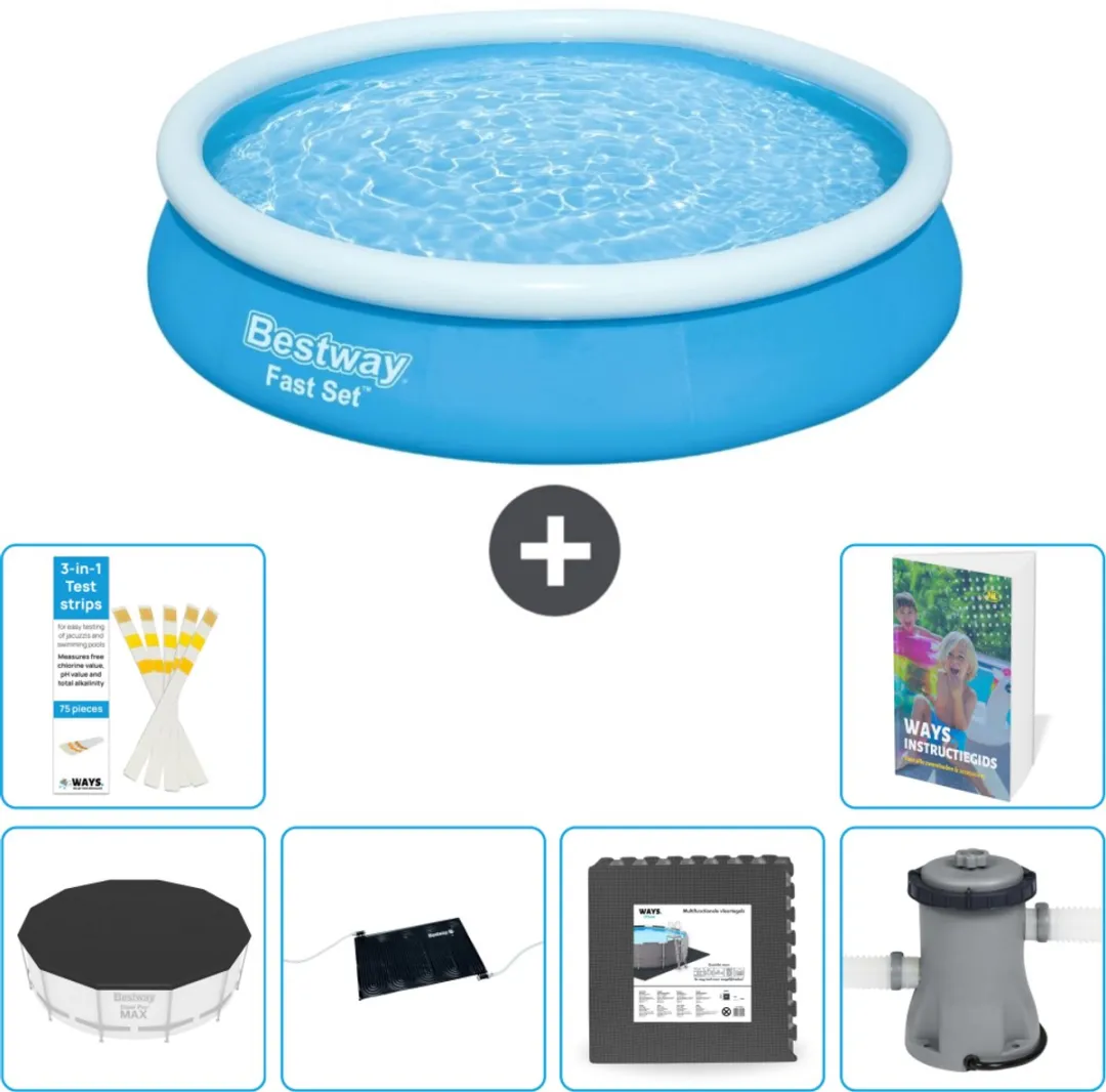 Bestway Fast Set Rond Zwembad 366x76cm - Blauw - 7-delig