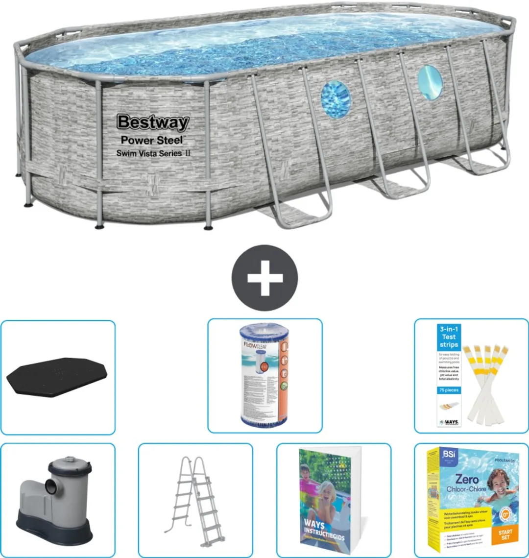 Bestway Ovaal Power Steel Swim Vista Zwembad 549x274cm