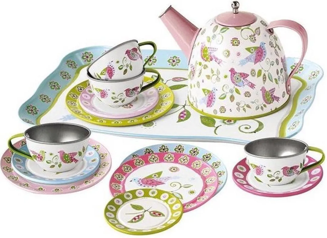 Simply for Kids Tinnen Theeservies Birds