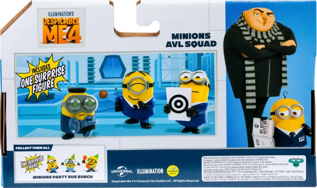 Moose Toys Despicable Me 4 Minions AVL Squad - 4 Speelfiguren Multicolor