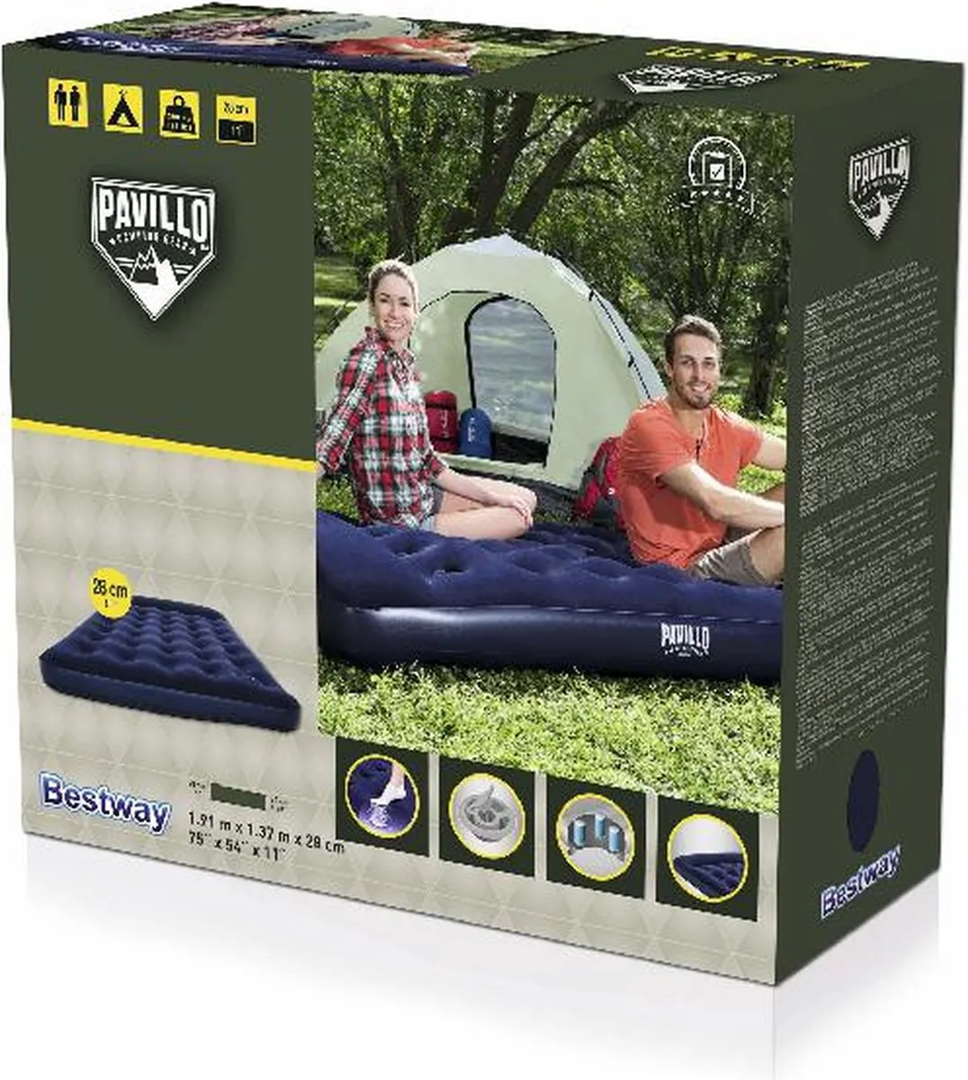Intergard Camping Luchtbed 191x137x28cm - Groen