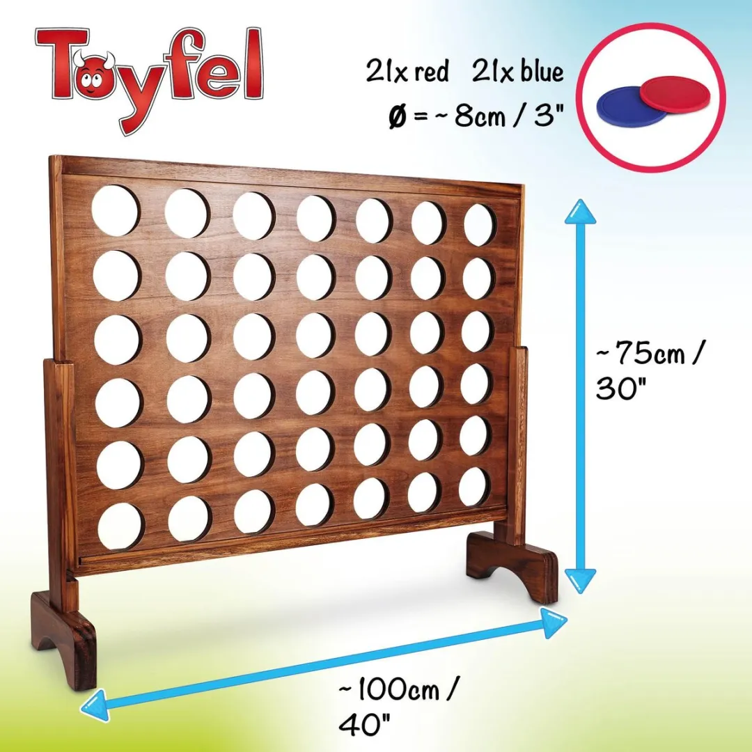 Toyfel XXL Ace Vier-op-één-rij Houten Speelgoed - 2 Spelers