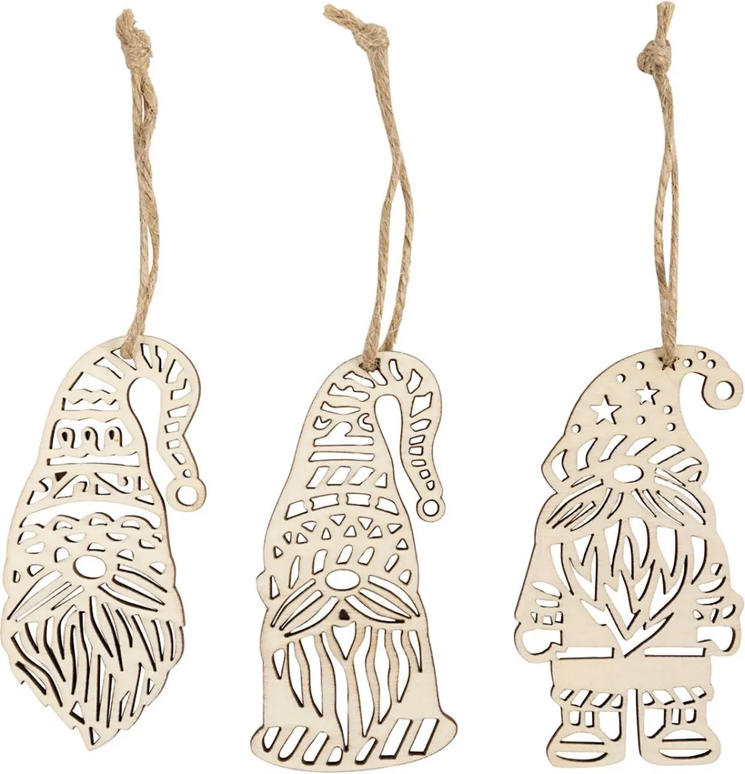 Creativ Company Scandinavische Kerstkabouter Hangers - 3 Stuks Multicolor