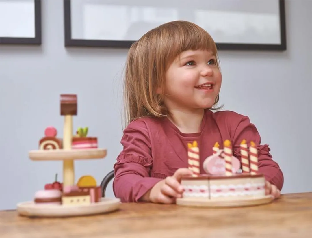 Plantoys Houten Verjaardagstaartset - Meerkleurig