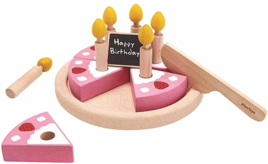 Plantoys Houten Verjaardagstaartset - Meerkleurig