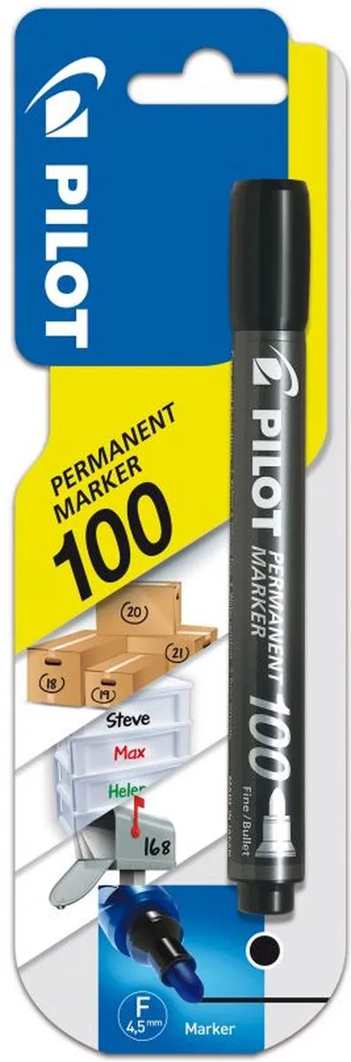 Pilot SCA-100-B Viltstift - Zwart - 12 Stuks
