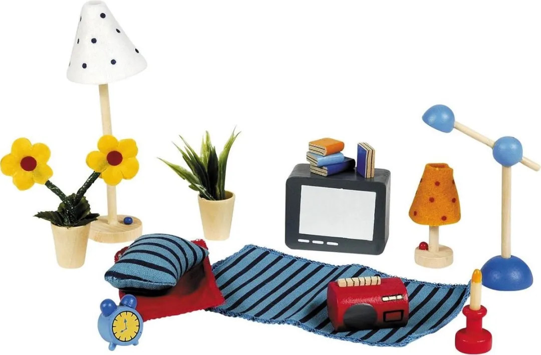 Goki Houten Poppenhuis Accessoires 17-delig - Multi
