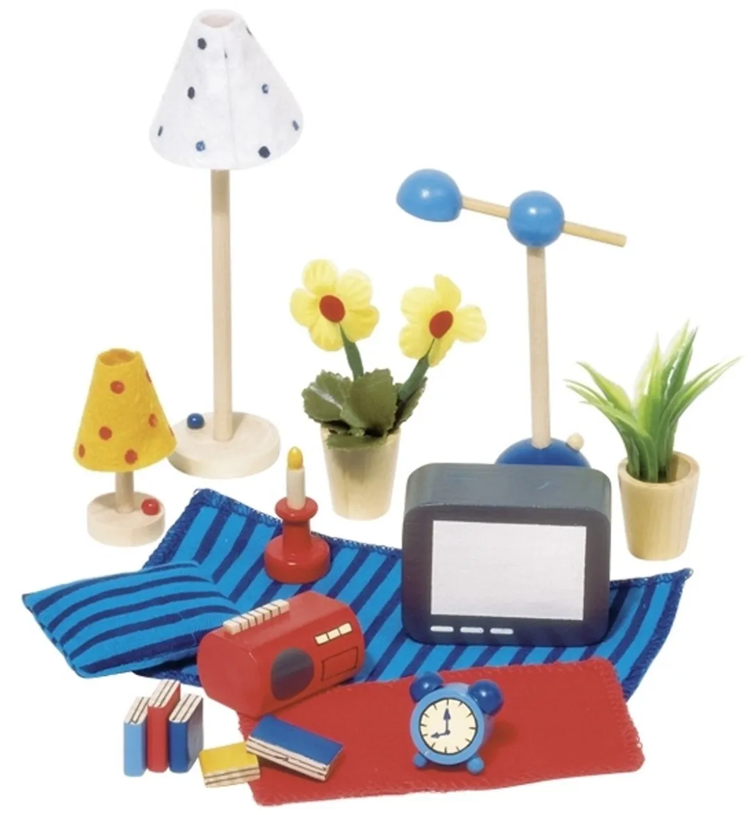 Goki Houten Poppenhuis Accessoires 17-delig