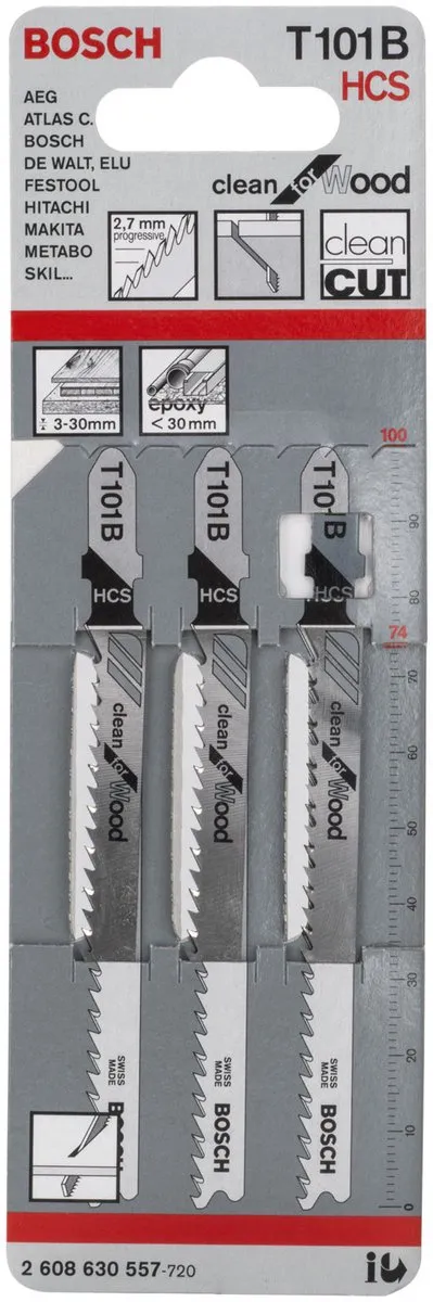 Bosch T 101 B Clean Decoupeerzaagblad - 3 Stuks