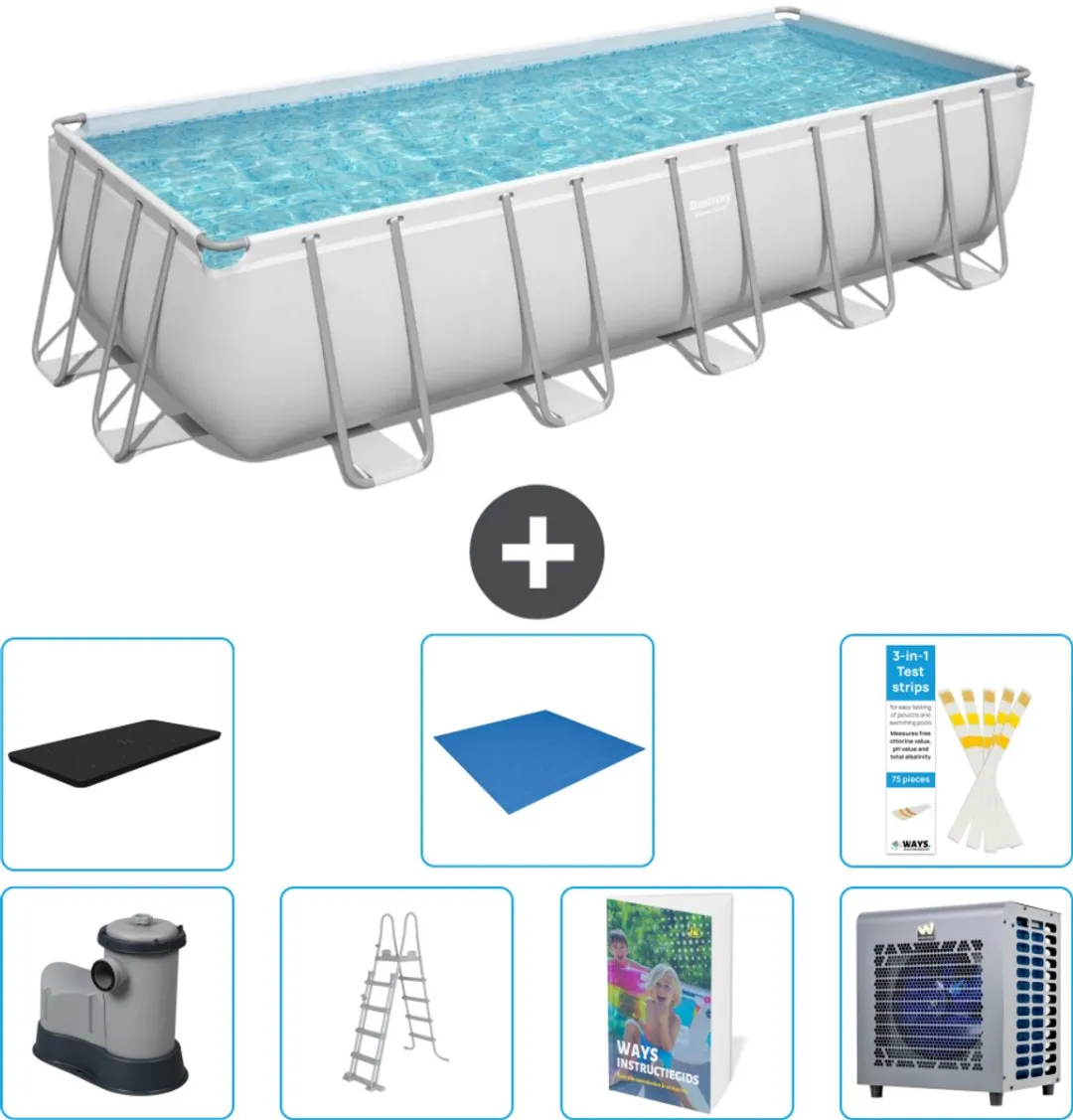 Bestway Power Steel Zwembad 640x274x132cm - 8-delig - Grijs