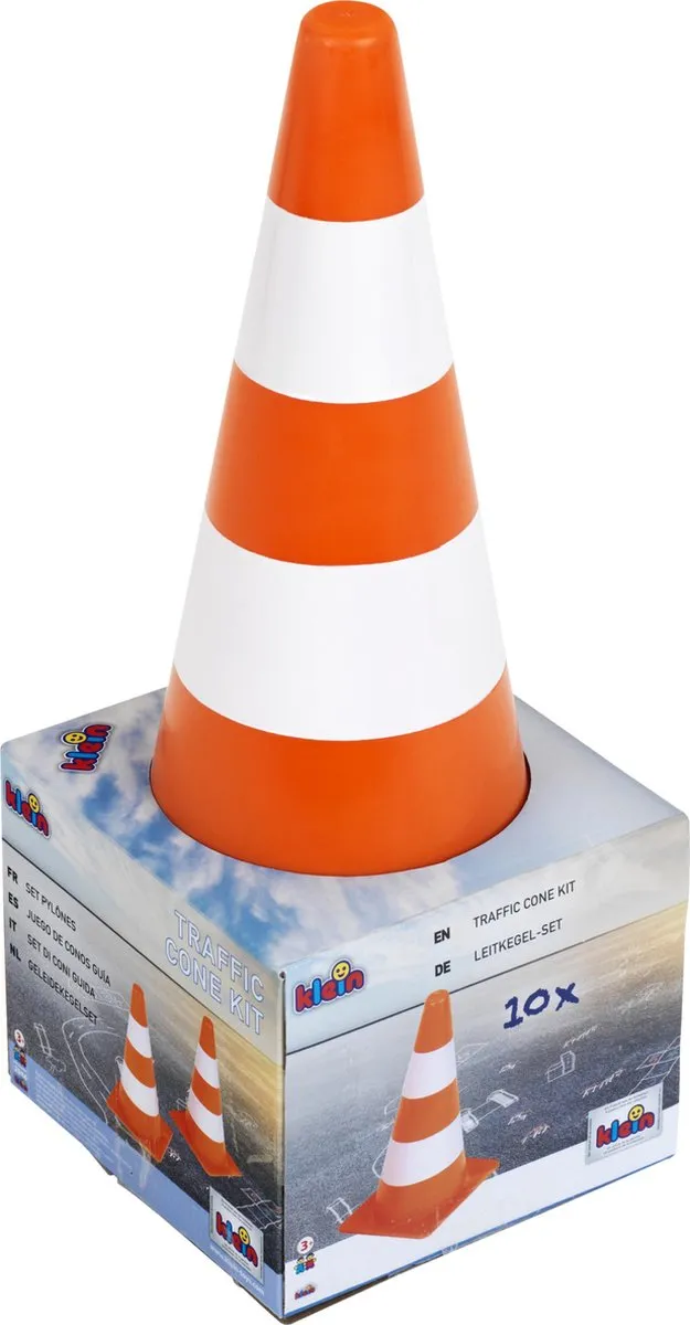 Klein Toys Pylonenset 10 Stuks - 13x13x23.5cm - Oranje/Wit
