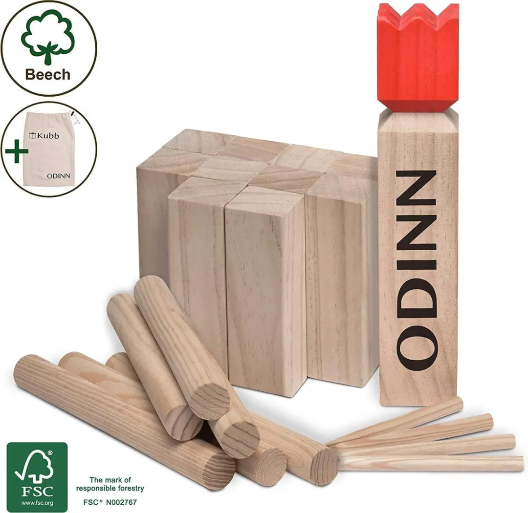 Toyfel XXL Kubb Spel Odinn - Zweeds Schaak Houten Werpspel