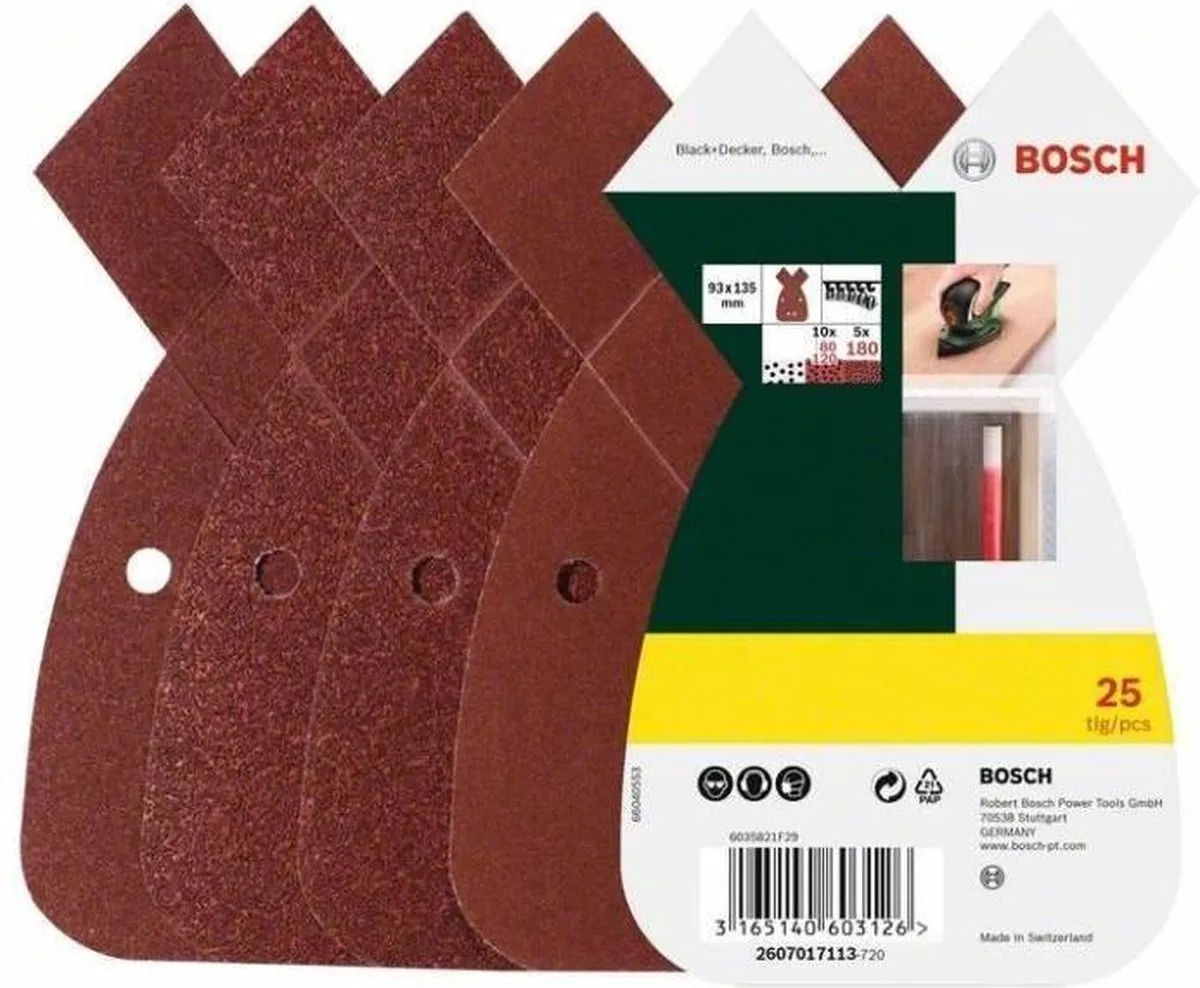 Bosch 25-delige Schuurbladenset - Multischuurmachine - Korrel 80/120/180