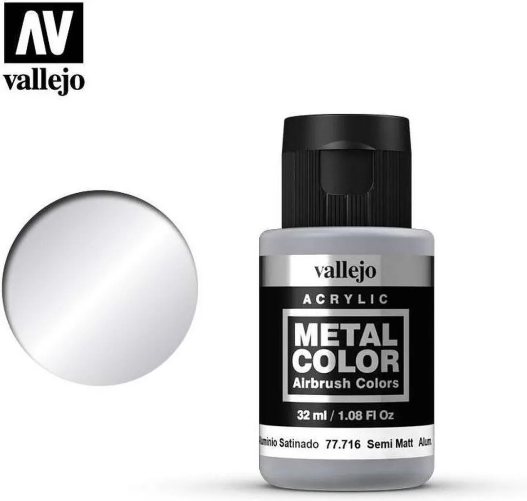 Vallejo Hobbyverf Acryl Metal Color Semi Matt Aluminium 32ml