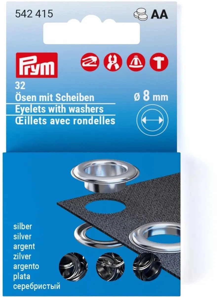 Prym Navulringen Schijven MS 8mm - 32 Stuks - Zilver