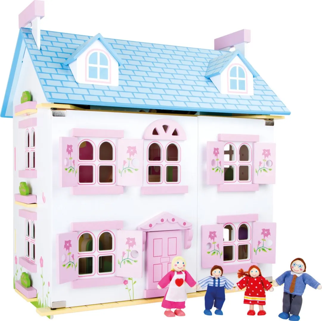 Small Foot Poppenhuis Flower Paradise - 23 Meubels, 4 Poppen - Wit/Roze/Blauw