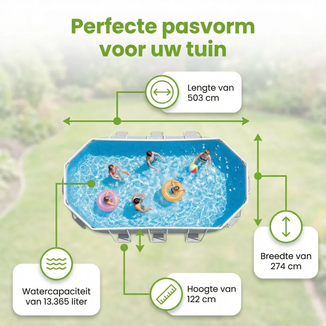 Intex Ovaal Prism Frame Zwembad 503x274x122cm - Grijs - 13365L - afbeelding 3 van 6