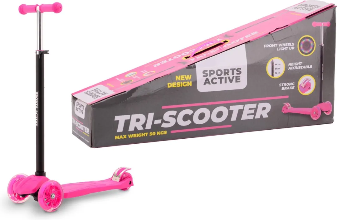 Johntoy Sports Active 3-Wiel Kinderstep 59x28cm - Roze/Zwart