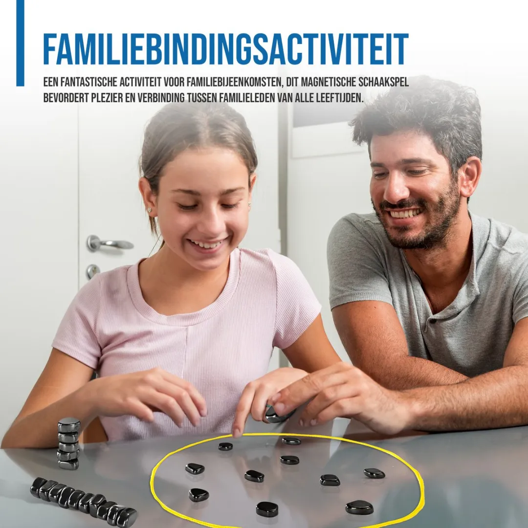 TOYLANDIA Magnetisch Schaakspel - Dammen - Spel voor Jong en Oud Magnetisch Strategiespel – Magnetisch schaakspel - Educatief Denkspel – Voor Kinderen & Volwassenen – Inclusief Touw & Opbergzakje- Tafelschaak, Feestspel, Kinderspel