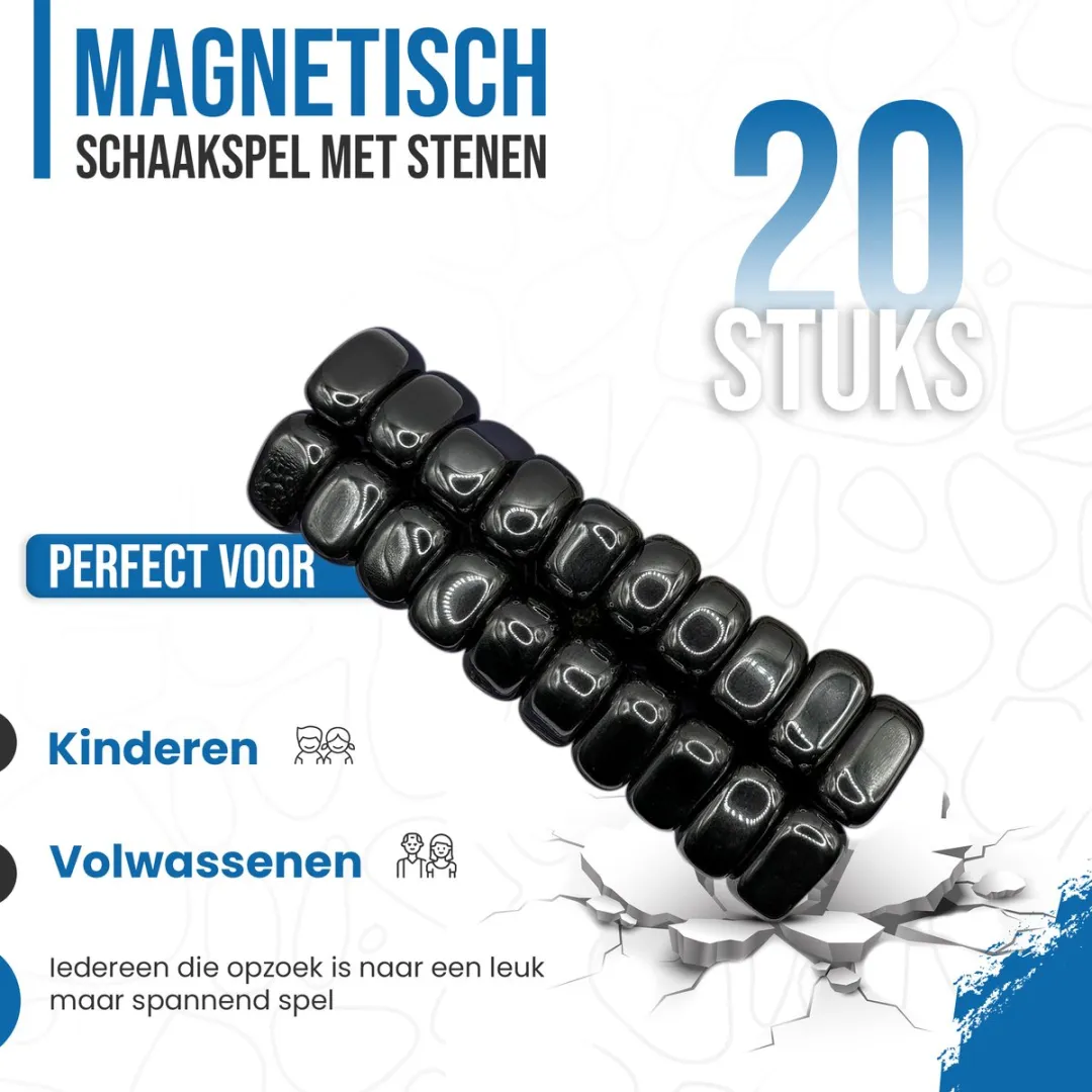 TOYLANDIA Magnetisch Schaakspel - Dammen - Spel voor Jong en Oud Magnetisch Strategiespel – Magnetisch schaakspel - Educatief Denkspel – Voor Kinderen & Volwassenen – Inclusief Touw & Opbergzakje- Tafelschaak, Feestspel, Kinderspel