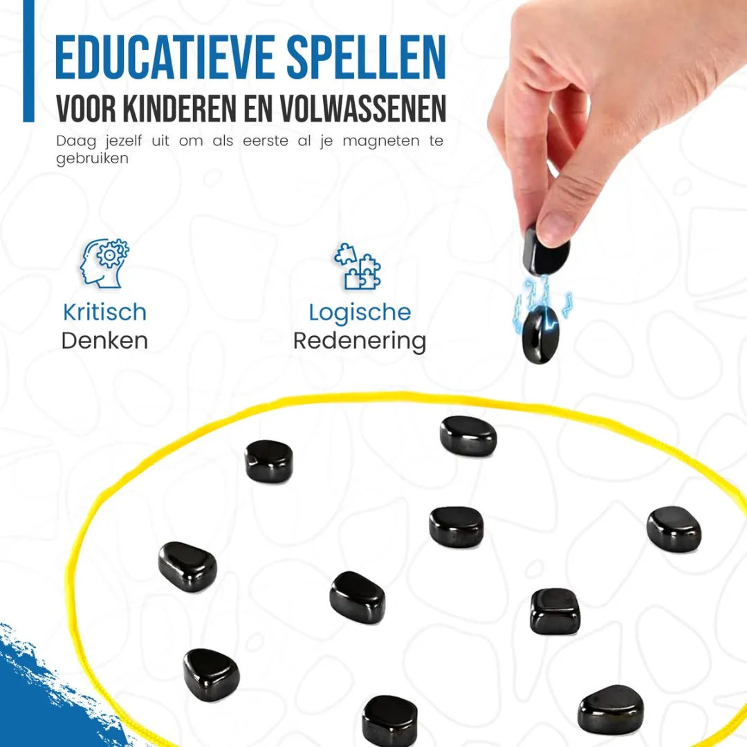 TOYLANDIA Magnetisch Schaakspel - Dammen - Spel voor Jong en Oud Magnetisch Strategiespel – Magnetisch schaakspel - Educatief Denkspel – Voor Kinderen & Volwassenen – Inclusief Touw & Opbergzakje- Tafelschaak, Feestspel, Kinderspel