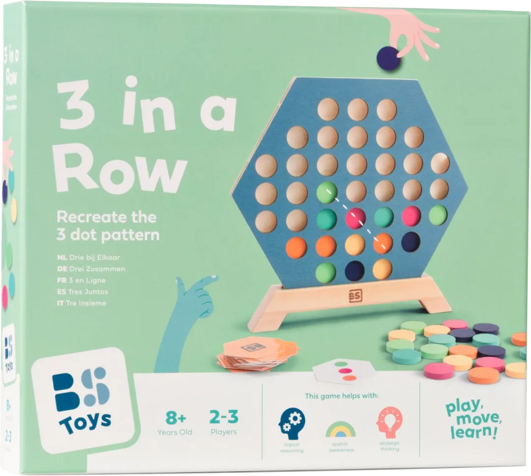 BS Toys Bordspel 3 bij Elkaar GA456 - Educatief Speelgoed - 2-4 Spelers