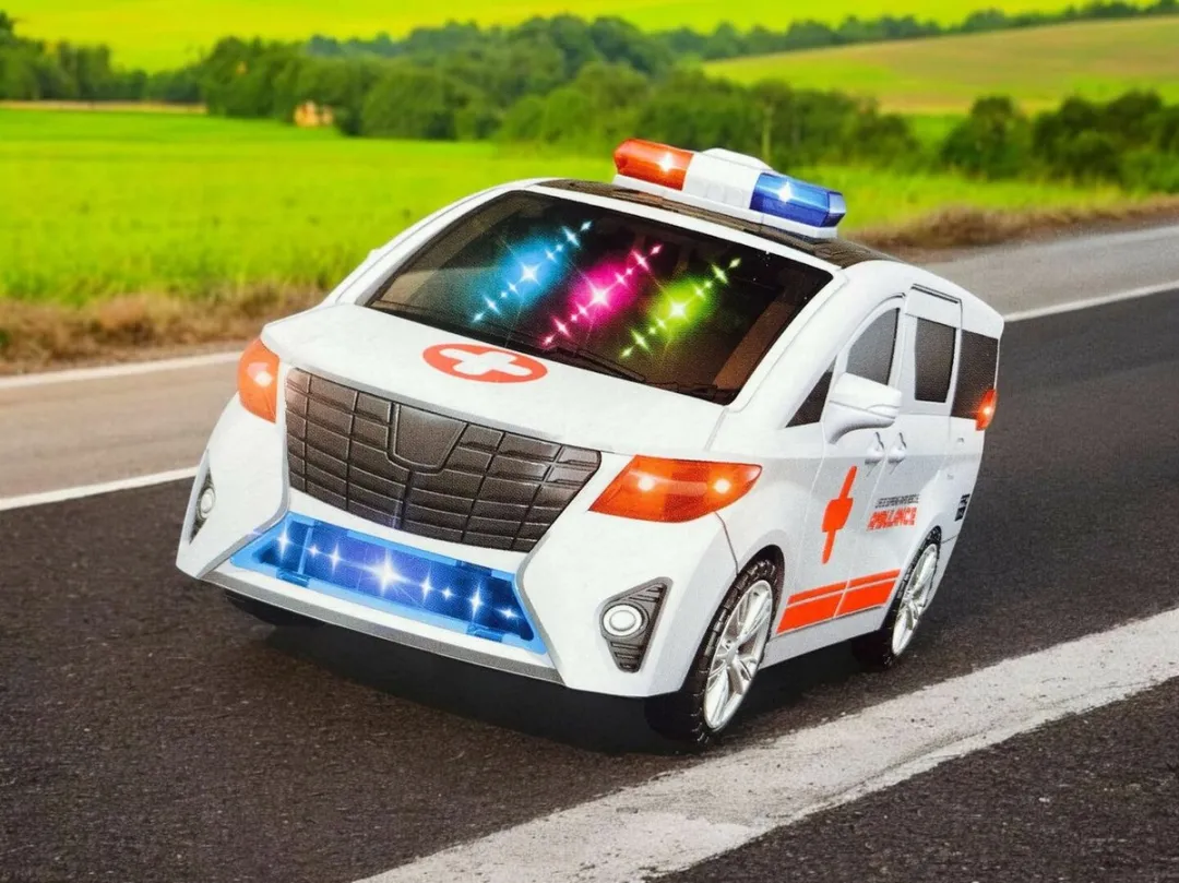 YJ Toys Ambulance Power 454500 Speelgoed Ambulance - 360° Draai & Automatische Deuren - Wit